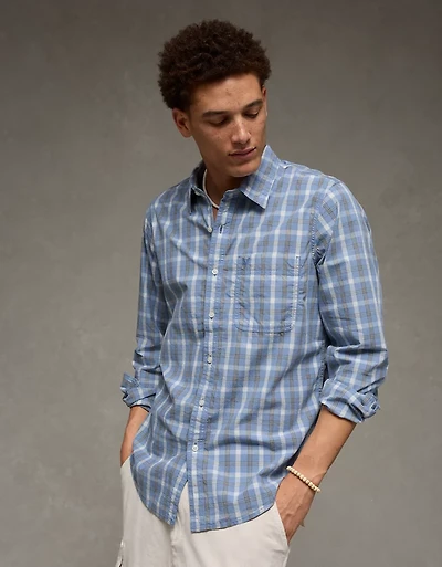 AE Slim Poplin Button-Up Shirt