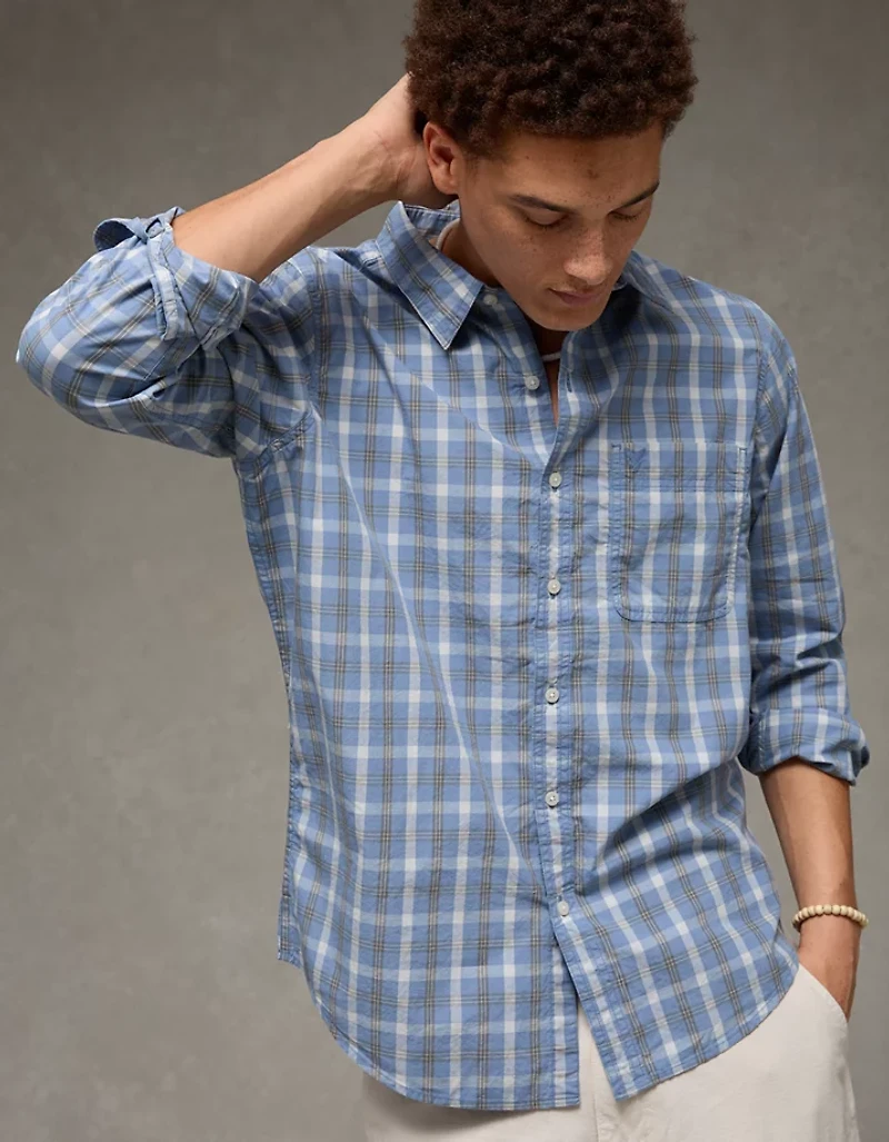 AE Slim Poplin Button-Up Shirt
