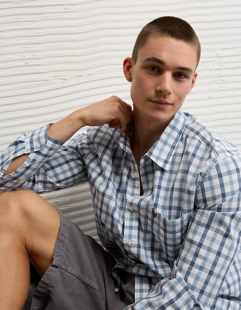 Chemise boutonnée en popeline de coupe standard AE