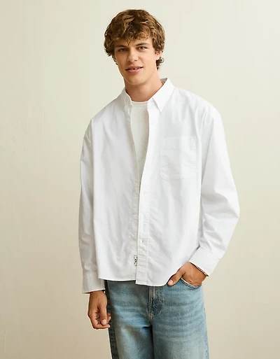 Chemise boutonnée en oxford à coupe décontractée AE