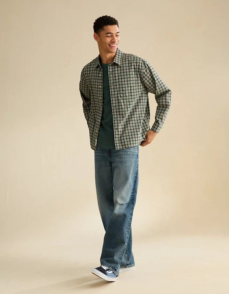 AE Relaxed Fit Poplin Button-Up Shirt
