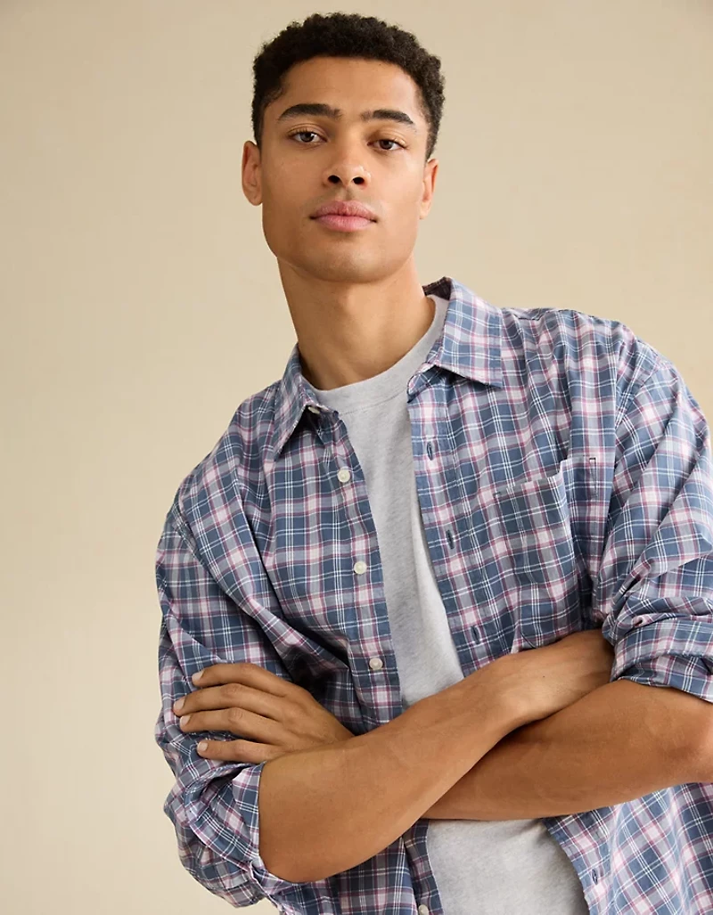 Chemise boutonnée en popeline de coupe décontractée AE