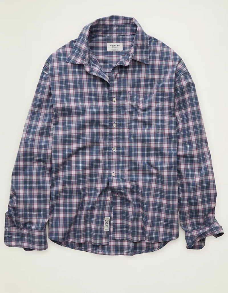 Chemise boutonnée en popeline de coupe décontractée AE