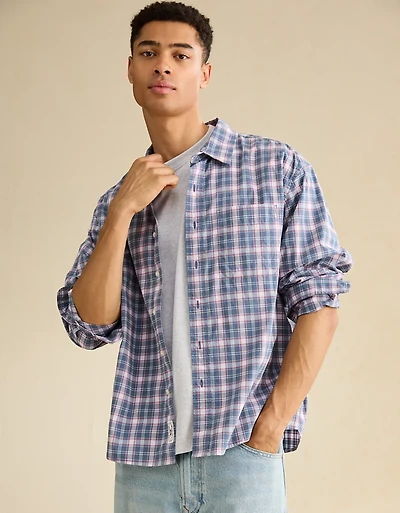 Chemise boutonnée en popeline de coupe décontractée AE