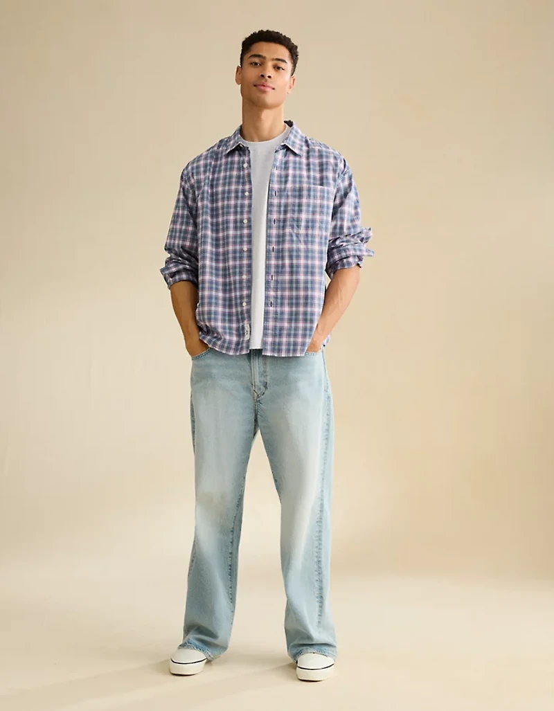 Chemise boutonnée en popeline de coupe décontractée AE