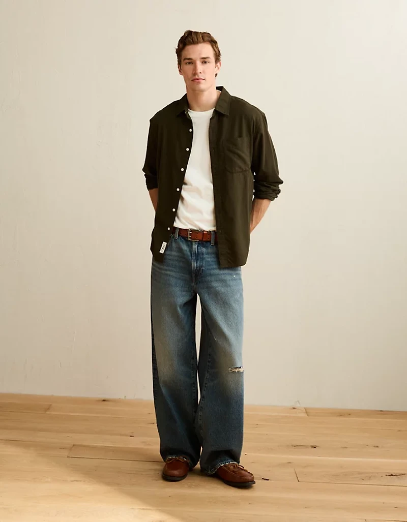 AE Standard Fit Twill Button-Up Shirt