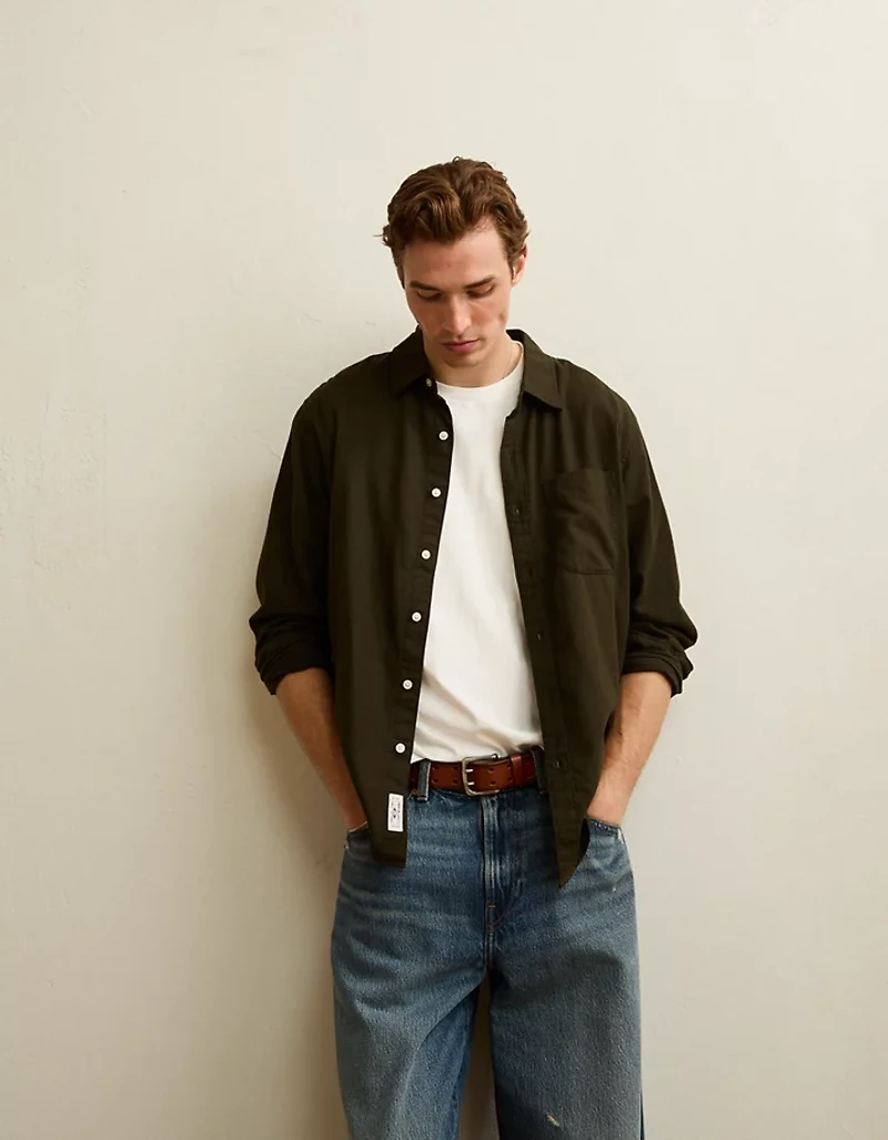 AE Standard Fit Twill Button-Up Shirt