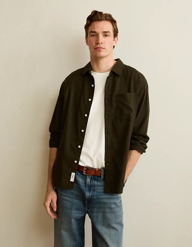 AE Standard Fit Twill Button-Up Shirt