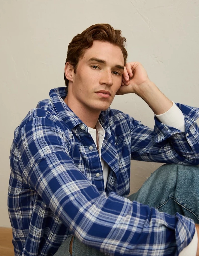 AE Standard Fit Twill Button-Up Shirt