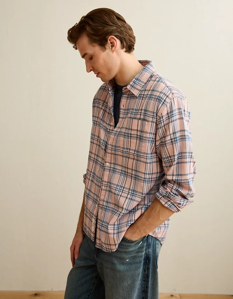AE Standard Fit Twill Button-Up Shirt