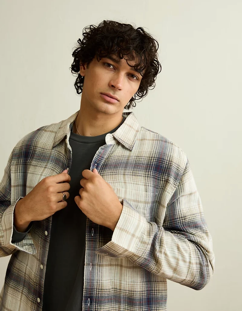 AE Standard Fit Gauze Button-Up Shirt