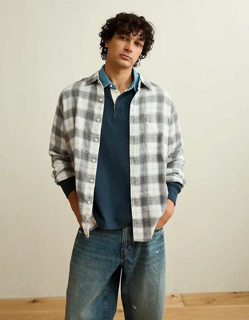 Chemise boutonnée en gaze de coupe standard AE