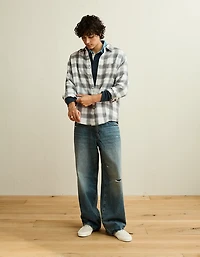 Chemise boutonnée en gaze de coupe standard AE