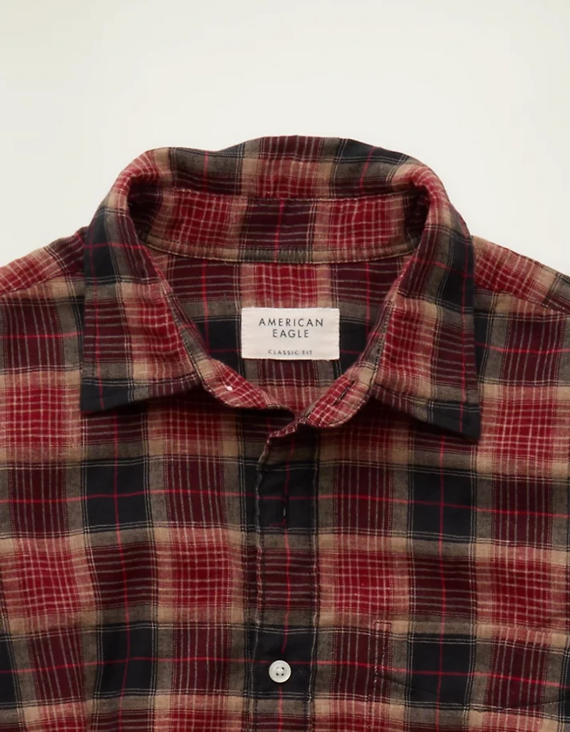 AE Standard Fit Gauze Button-Up Shirt