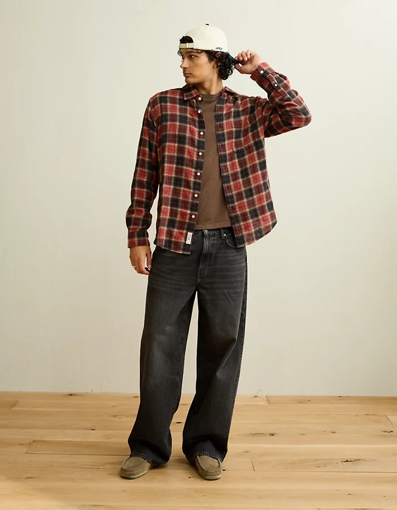 AE Standard Fit Gauze Button-Up Shirt