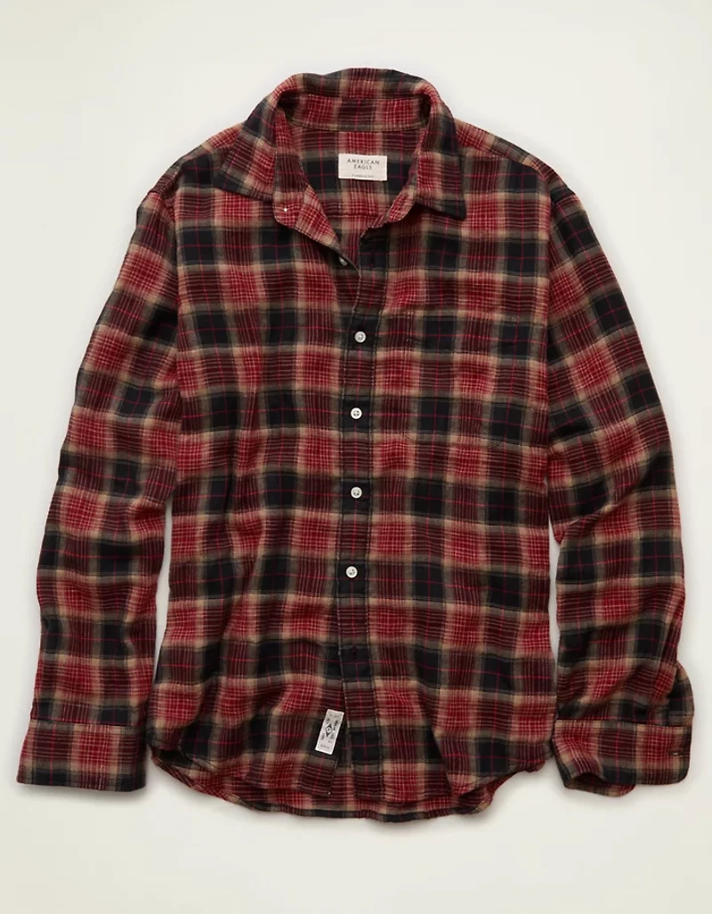AE Standard Fit Gauze Button-Up Shirt