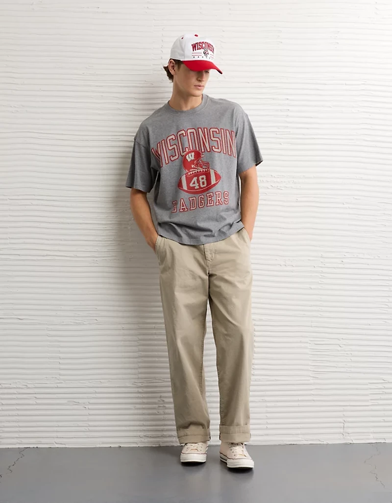 AE Boxy Fit Wisconsin Badgers Graphic T-Shirt