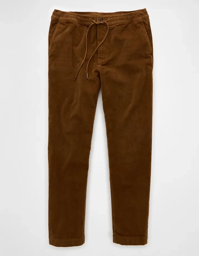 Pantalon décontracté à ceinture élastique coupe athlétique en velours côtelé AE