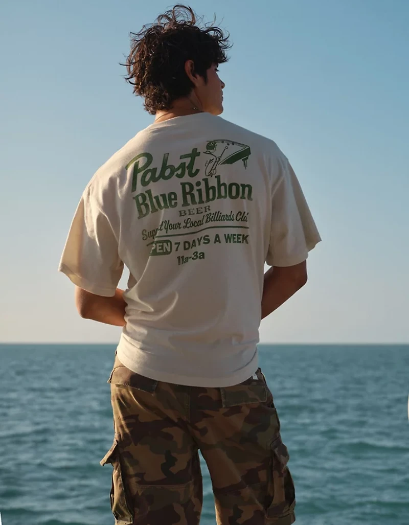 AE Standard Fit Pabst Blue Ribbon Graphic T-Shirt