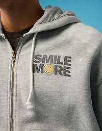 AE | Smiley® Graphic Fleece Full-Zip Sweatshirt
