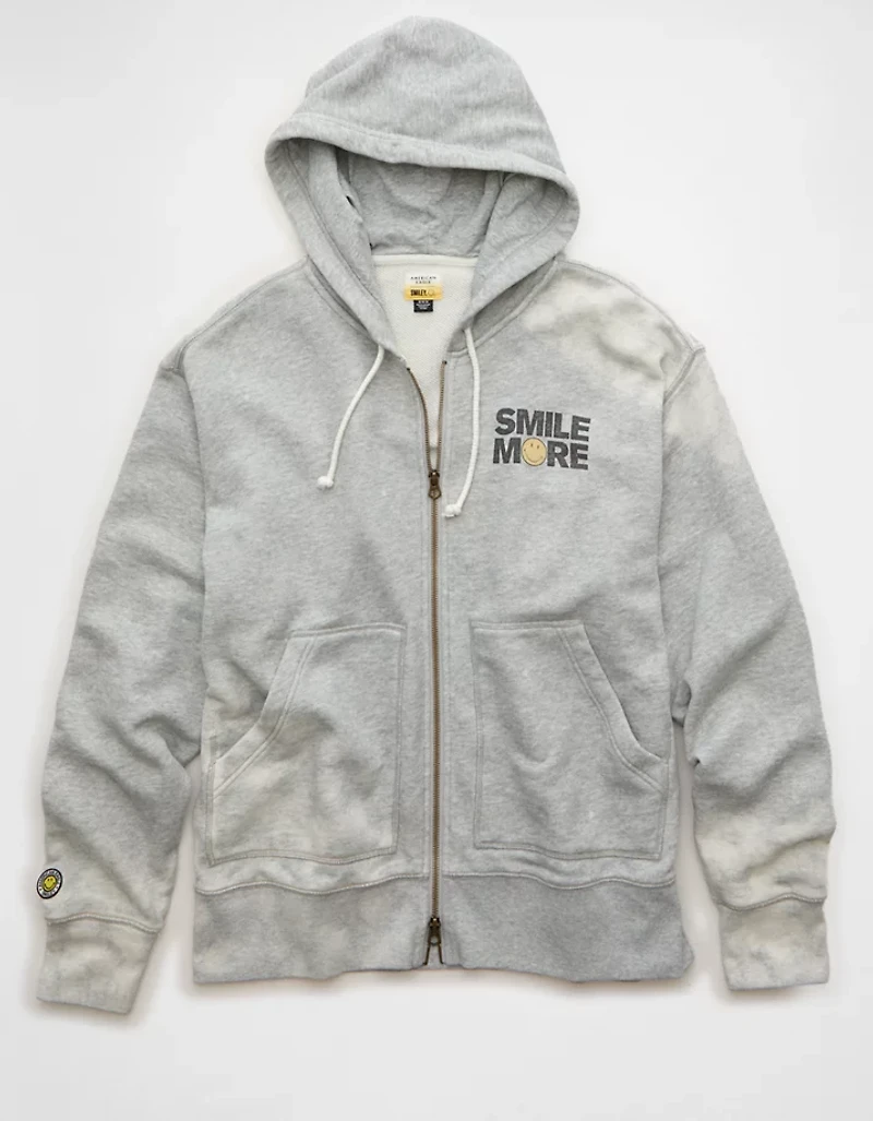 AE | Smiley® Graphic Fleece Full-Zip Sweatshirt