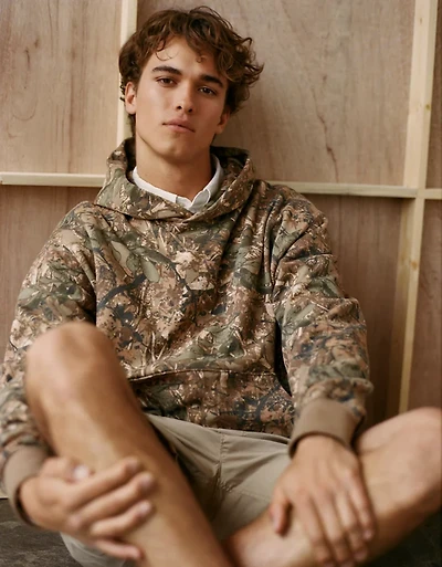 Chandail à capuchon motif camouflage lourd Luxe décontracté AE