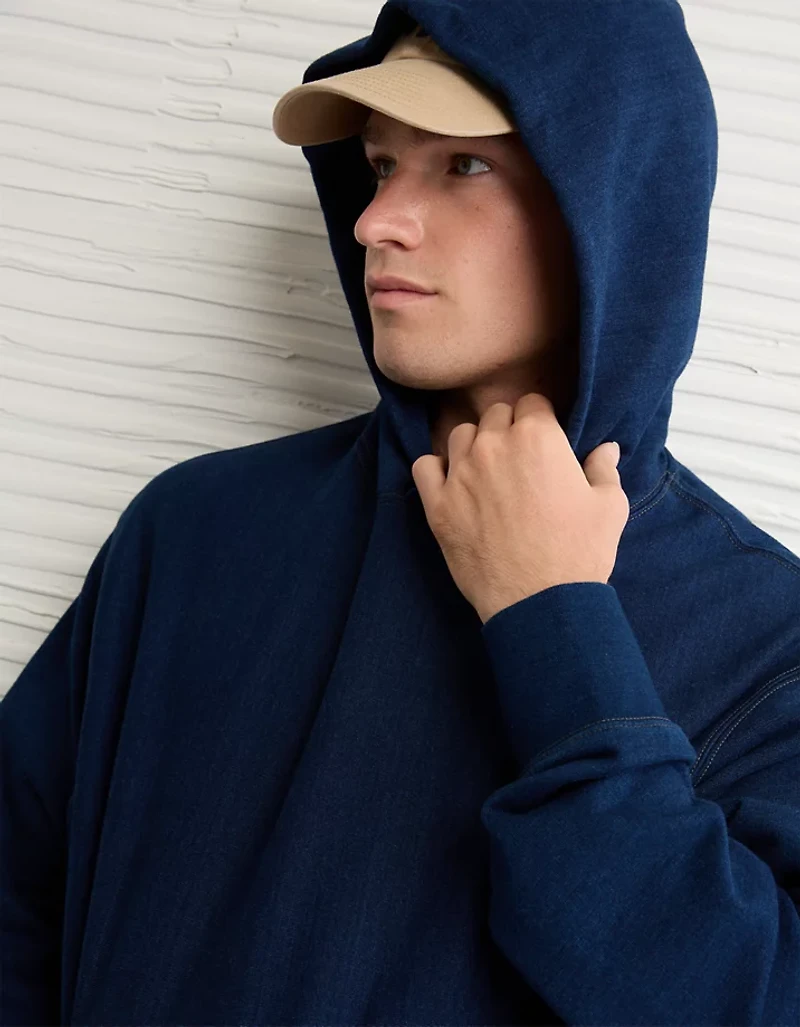Chandail à capuchon en tissu éponge indigo lourd AE