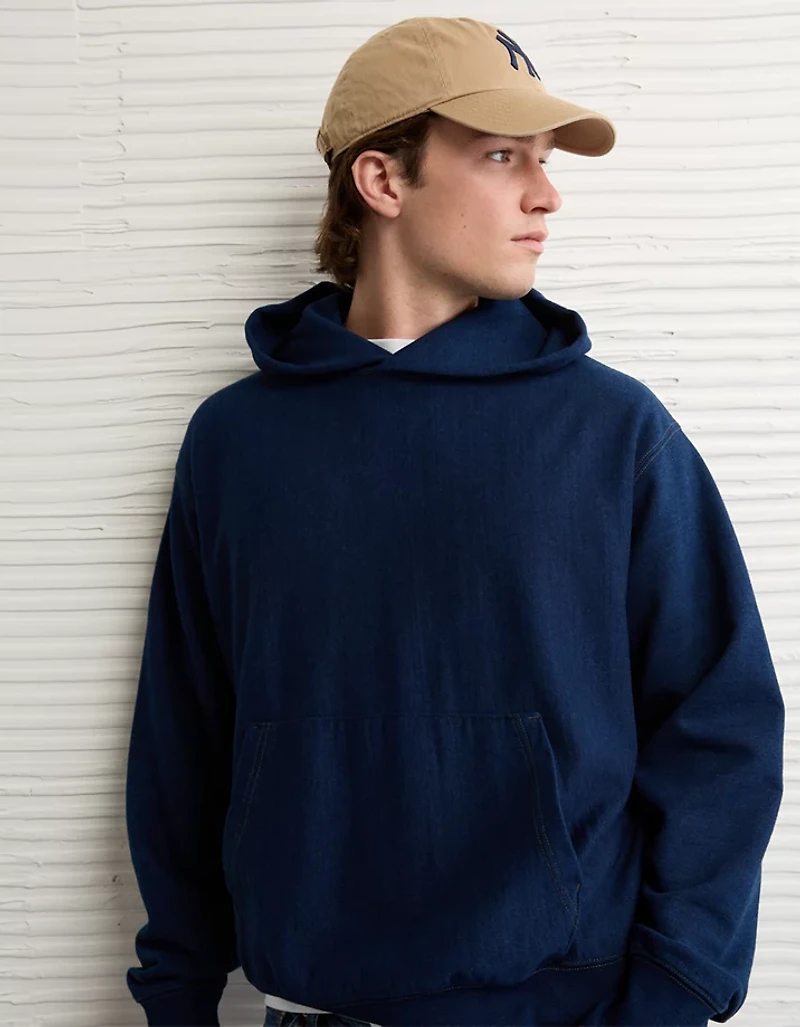 Chandail à capuchon en tissu éponge indigo lourd AE