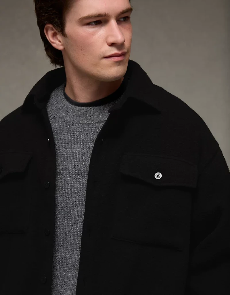 Veste-chemise en molleton de tissu-laine AE