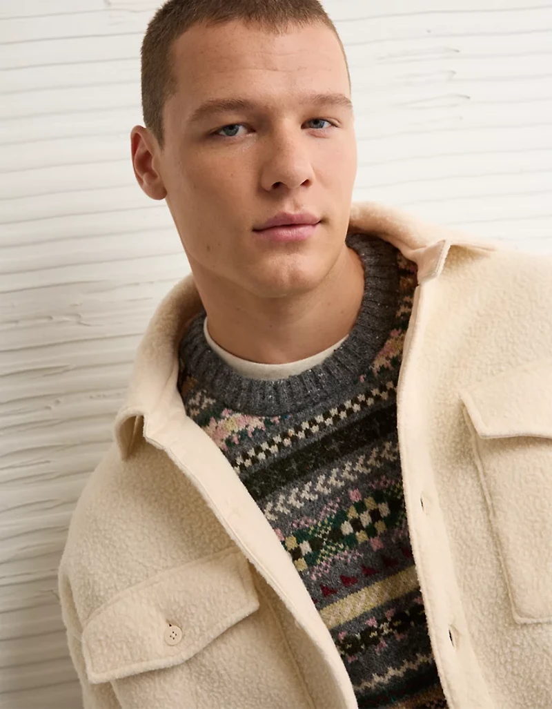 Veste-chemise en molleton de tissu-laine AE