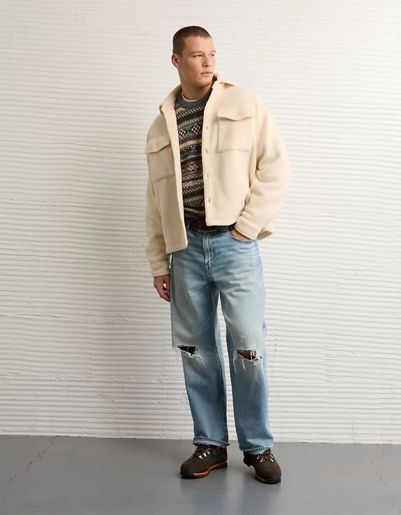 Veste-chemise en molleton de tissu-laine AE