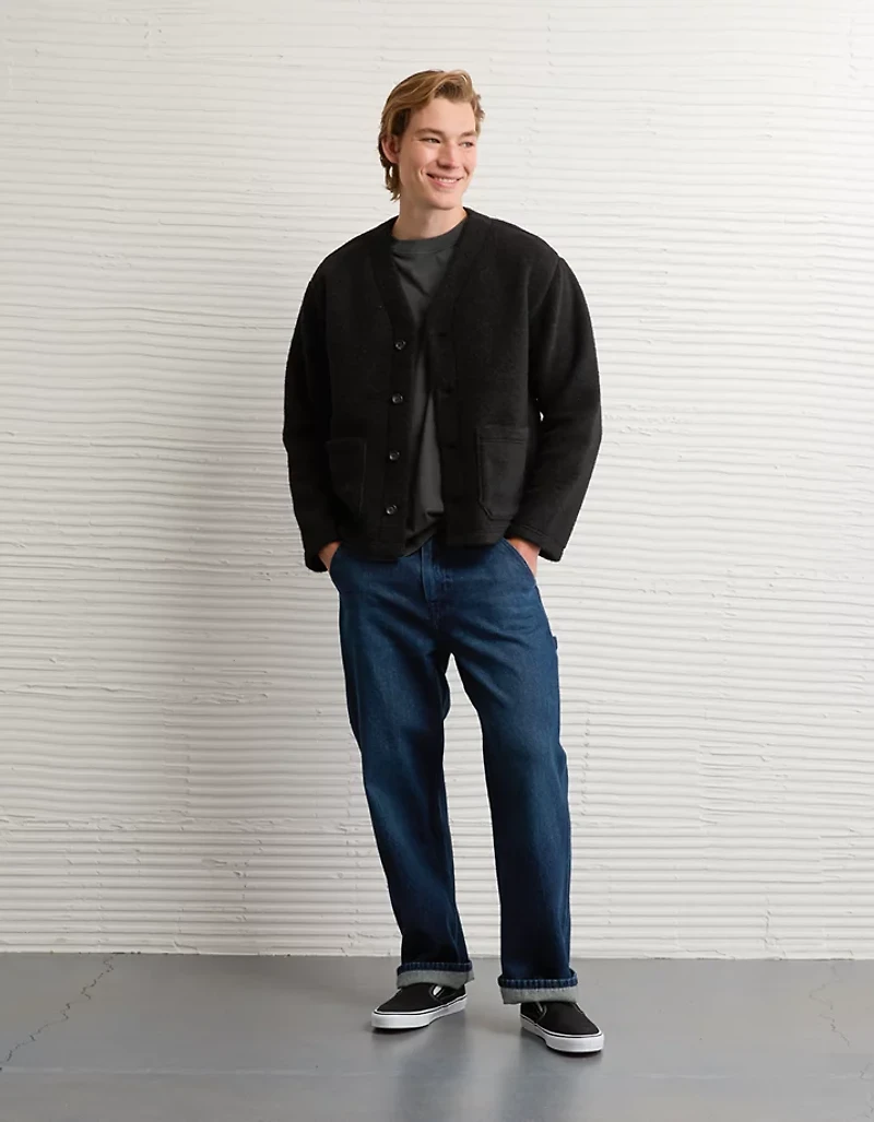 Cardigan en molleton de tissu-laine AE