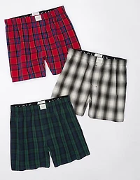 AEO Holiday Plaid Stretch Boxer Short 3-Pack