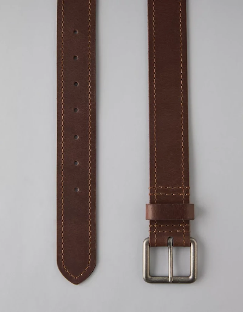 Ceinture en cuir piqué ton sur AE