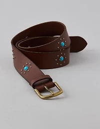 Ceinture en cuir cloutée style western AE