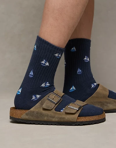 Mi-chaussettes en tissu éponge à image AE