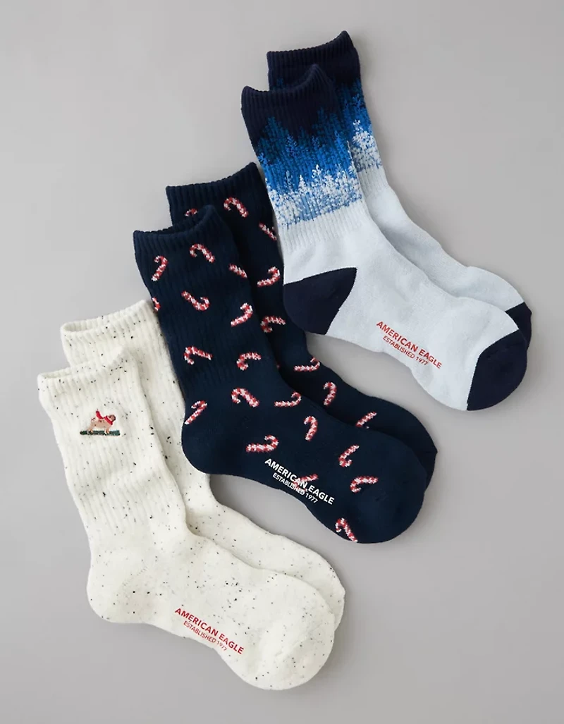 Lot de trois paires de mi-chaussettes en tissu éponge AE