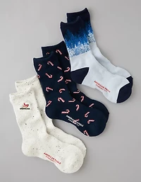 Lot de trois paires de mi-chaussettes en tissu éponge AE