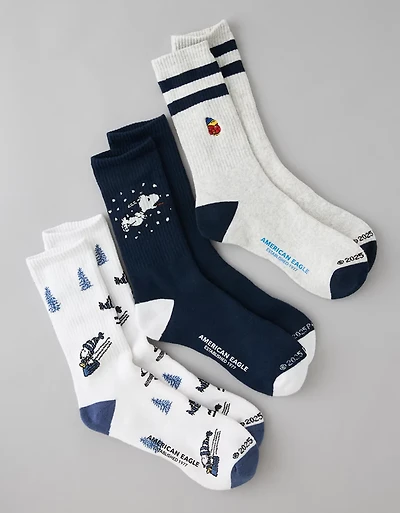 AE Peanuts Classic Crew Socks 3-Pack