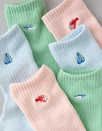 AE Embroidered Terry Crew Socks 3-Pack