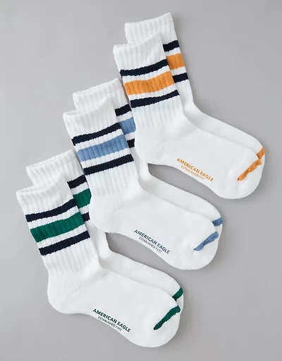 Lot de trois paires de mi-chaussettes rayures rétro AE