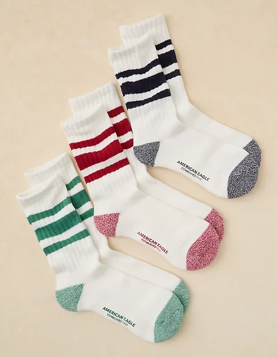 AE Retro Stripe Crew Socks 3-Pack