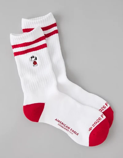 AE Snoopy Graphic Terry Crew Socks