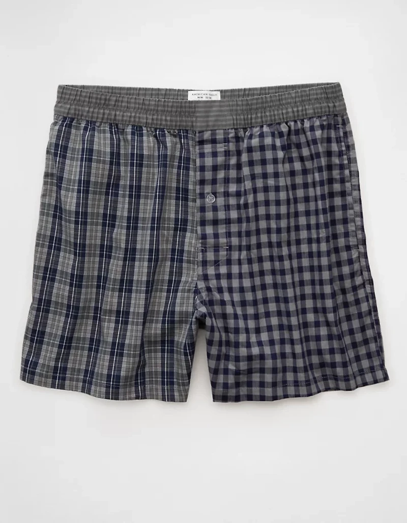 AEO Men's Plaid Stretch Poplin Boxer Short