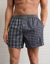 AEO Men's Plaid Stretch Poplin Boxer Short