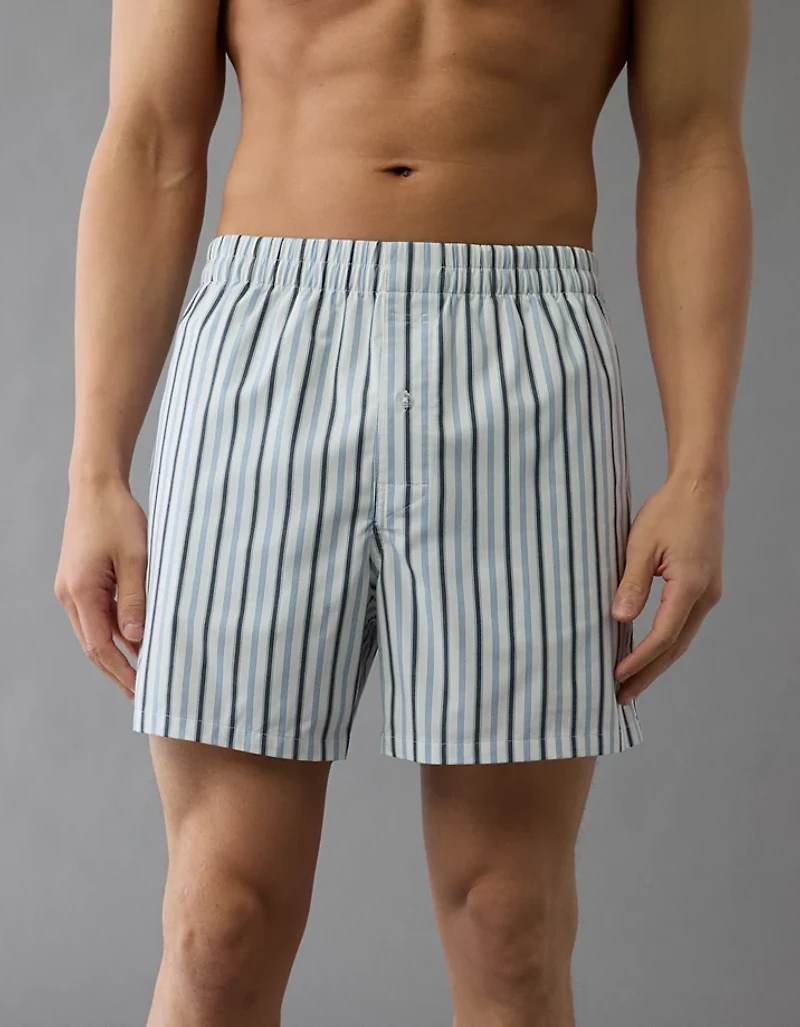 Caleçon boxeur à poche en popeline rayée pour hommes AEO