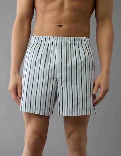 Caleçon boxeur à poche en popeline rayée pour hommes AEO