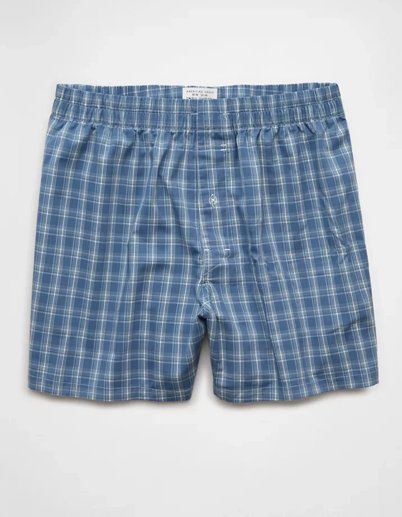 Caleçon boxeur à poche en popeline carreaux pour hommes AEO