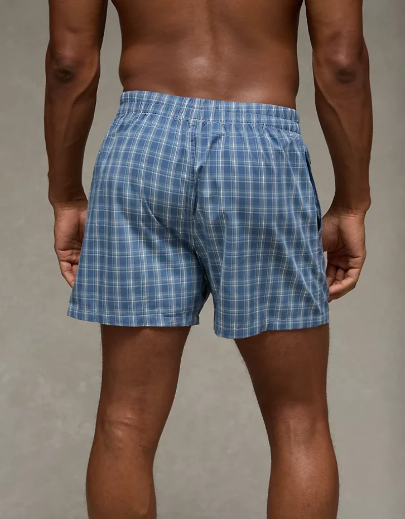 Caleçon boxeur à poche en popeline carreaux pour hommes AEO