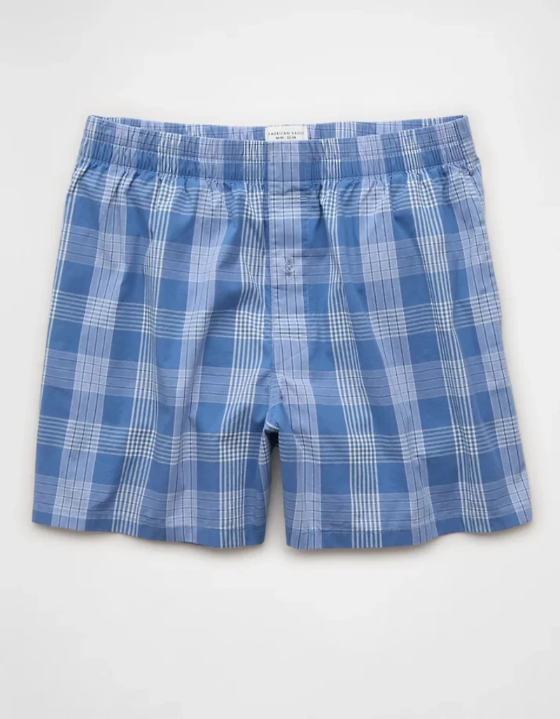 AEO Men's Poplin Plaid Classic Pocket Boxer Short